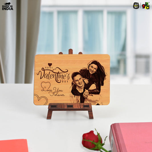 Personalized Valentine’s Day Wooden Photo Frame | Gift for Couple, Him & Her | Wooden Plaque with Photo (6x4 Inches)