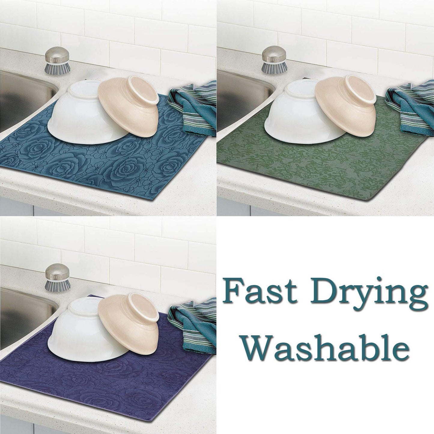 MustHome Super Absorbent Dish Drying MatMicrofiber|38x50 cm