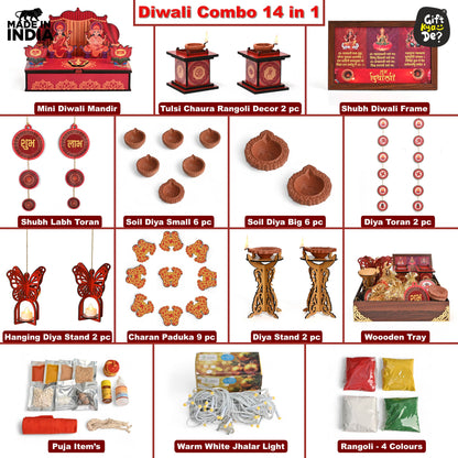 Diwali Decorations All-in-One Kit – 14 Pooja Decor Items | Diwali Hamper | Corporate Gifts