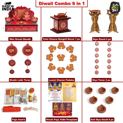 Diwali Decorations All-in-One Kit – 9 Pooja Decor Items | Diwali Hamper | Corporate Gifts