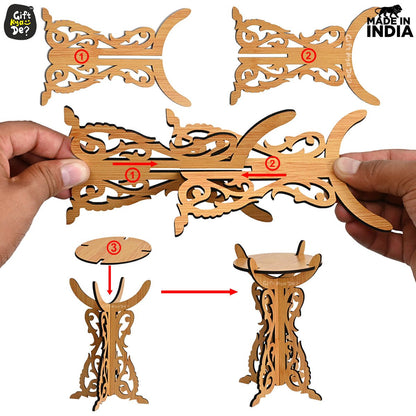Wooden Portable Mandir & Diya Stand Combo | Best Diwali Gift | Housewarming Gift