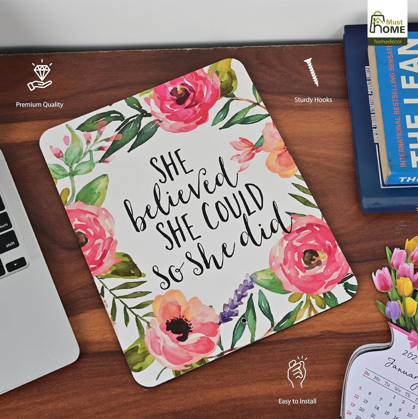 MustHome Inspirational Quote Wall Art |	20x 20 cm