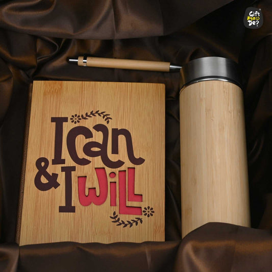Diary, Bamboo Bottle and Pen | Eco-Friendly New Year Hamper | Perfect For Corporate Gift
