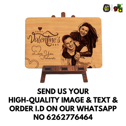 Personalized Valentine’s Day Wooden Photo Frame | Gift for Couple, Him & Her | Wooden Plaque with Photo (6x4 Inches)