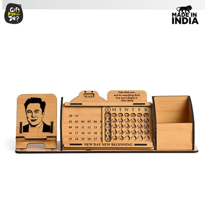 Lifetime Calendar With Desk Organizer and Mobile Stand | Desk Calendar | Mobile Accessories