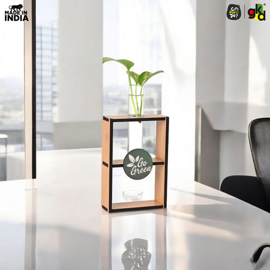 Eco-Friendly Test Tube Planter | Wooden MDF Stand | Indoor Desk Décor & Gifting