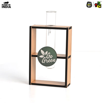 Eco-Friendly Test Tube Planter | Wooden MDF Stand | Indoor Desk Décor & Gifting