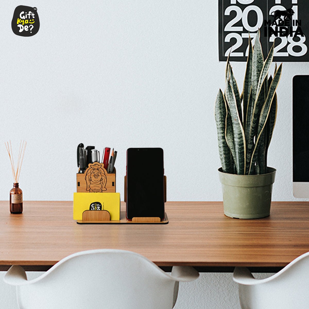Good Luck Desk Organizer with Diary Combo | Laughing Buddha | Motivational Quote Diary