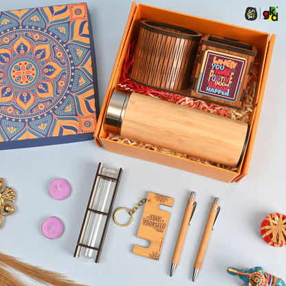 Eco-Friendly New Year Gift Hamper with Bamboo Essentials and Desk Organizer