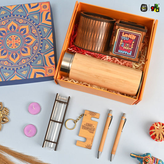 Eco-Friendly New Year Gift Hamper with Bamboo Essentials and Desk Organizer