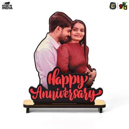 Happy Anniversary Customized Wooden Photo Frame Stand - Personalized Couple Gift