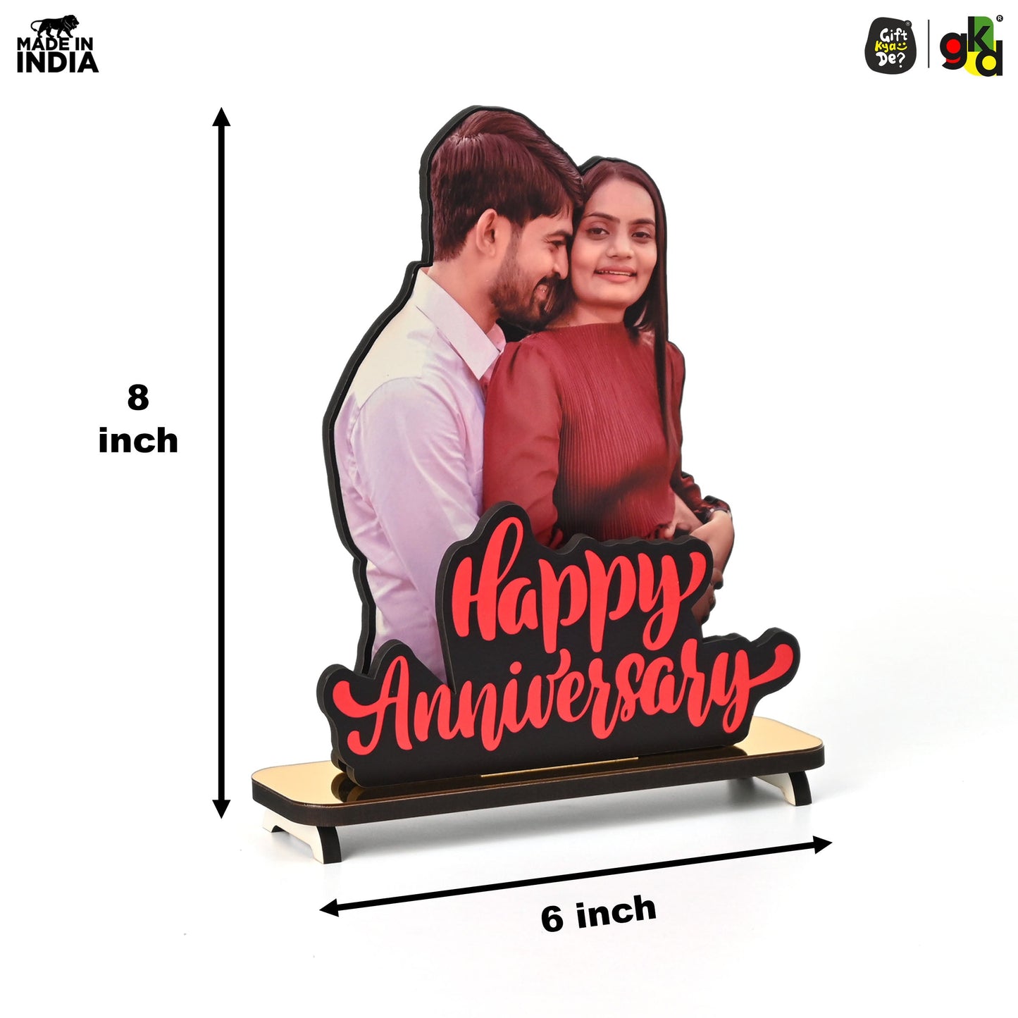 Happy Anniversary Customized Wooden Photo Frame Stand - Personalized Couple Gift