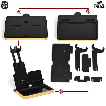 Headphone Holder for Gamers Music Lovers, Portable Desk Organizer with Mobile Phone Stand Compatible with All Headphones Size
