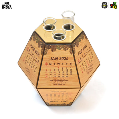 Test Tube Planter with Wooden Holder / Calendar 2025, Table Top Decor Planters | Hexagon Design | Corporate Gifts