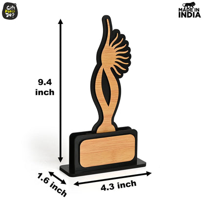 Momento Awards and Trophy for Winner, Beautiful Black and Bamboo Design with Wooden Cutwork, Easy Print and Sticker Paste Your Matter, Eco Friendly Corporate Gifts (Size 10x6)