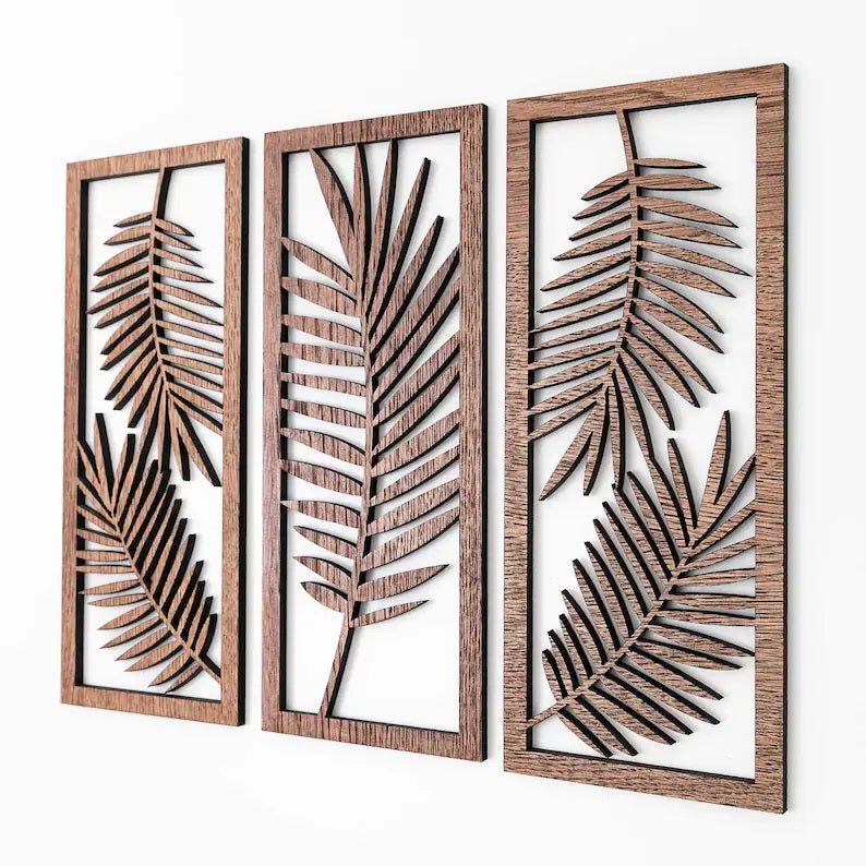 leaf  geometric wooden wall art