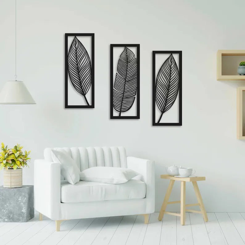 leaf  geometric wooden wall art
