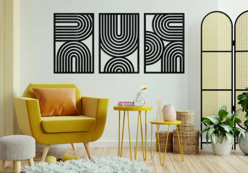 Mid Century Geometric Wood Wall Decor