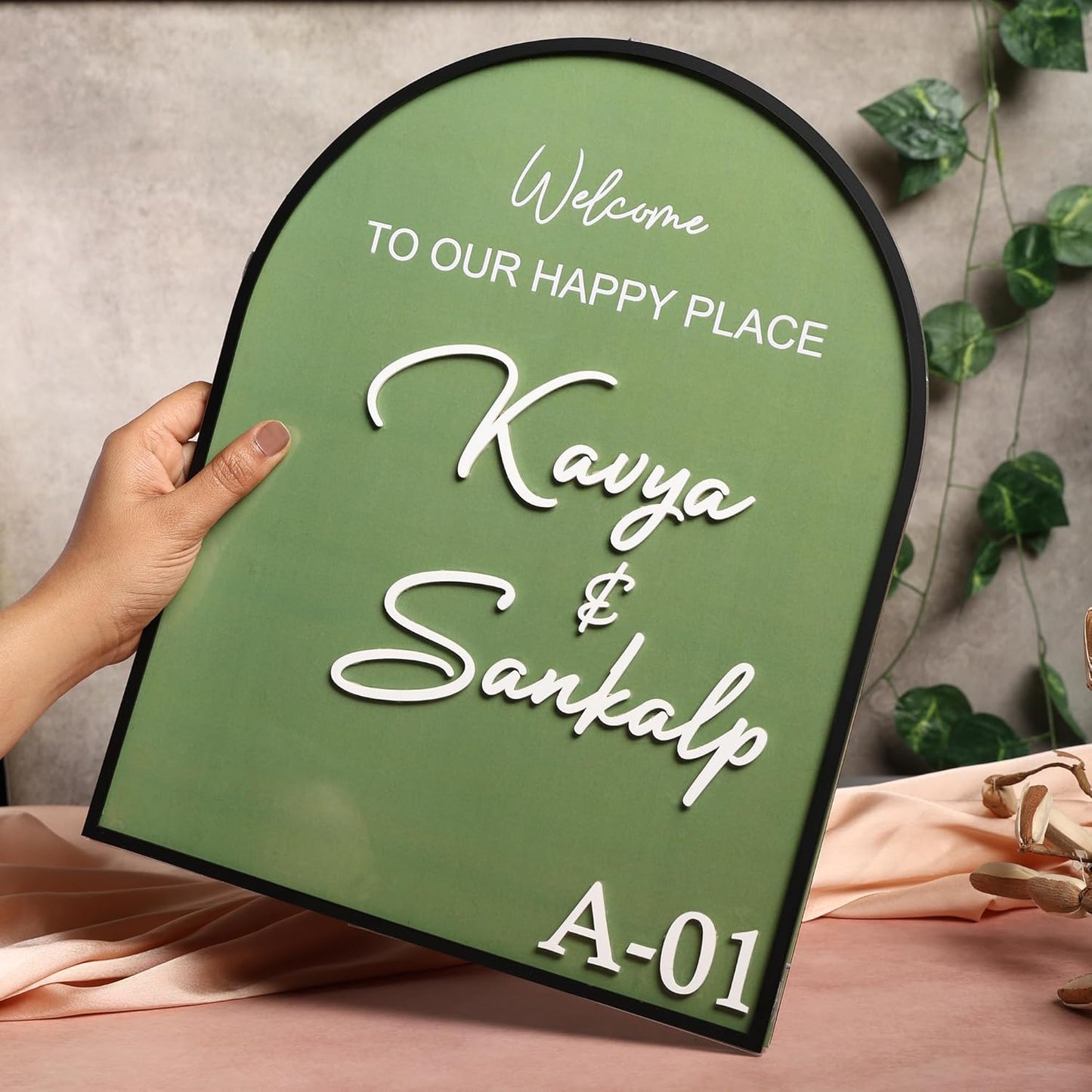 MustHome Name plate for home entrance |12x20 cm