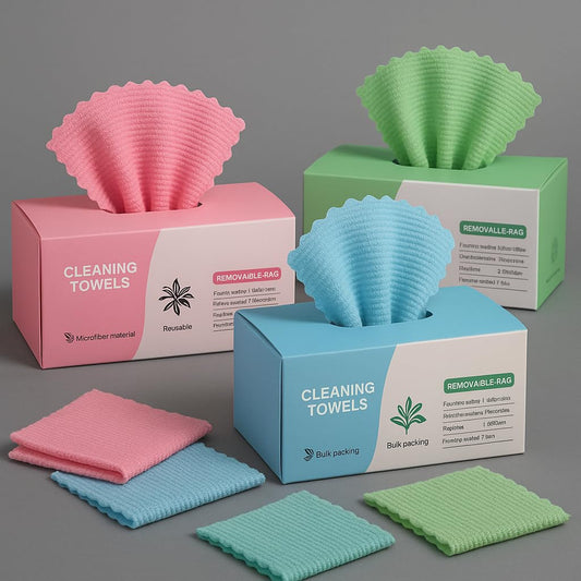 Reusable Microfiber Cleaning Towels Dispenser Box – Drying Wipes, 180GSM, 8 by 8 Inches