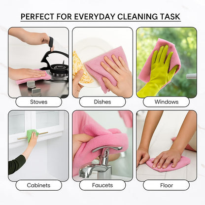 Reusable Microfiber Cleaning Towels Dispenser Box – Drying Wipes, 180GSM, 8 by 8 Inches