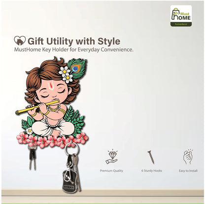 MustHome Premium Home Keys Wooden Key Holder|‎20 x 20 cm