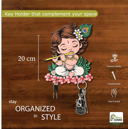 MustHome Premium Home Keys Wooden Key Holder|‎20 x 20 cm