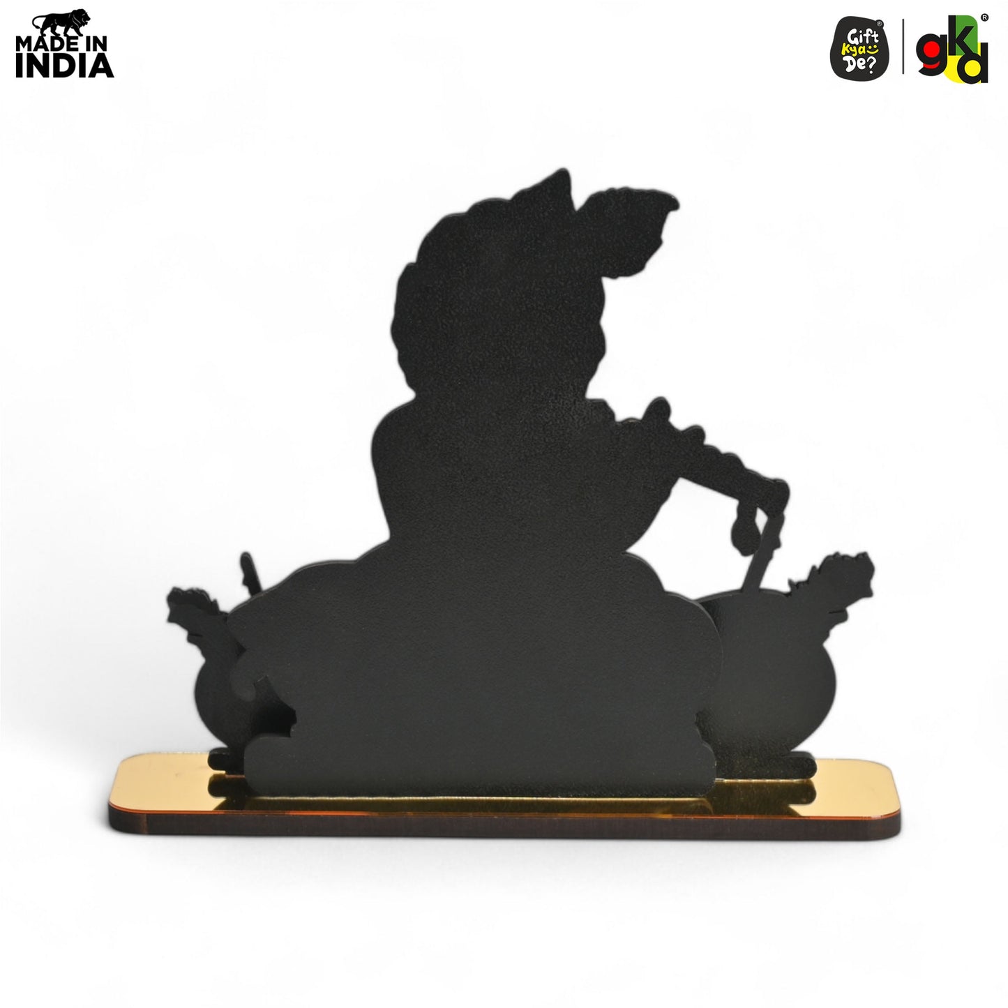Decorative Lord Krishna Table Top Frame with Flute and Butter Pots | Divine Baby Krishna Idol for Home, Office & Gift Purposes | Spiritual Home Décor