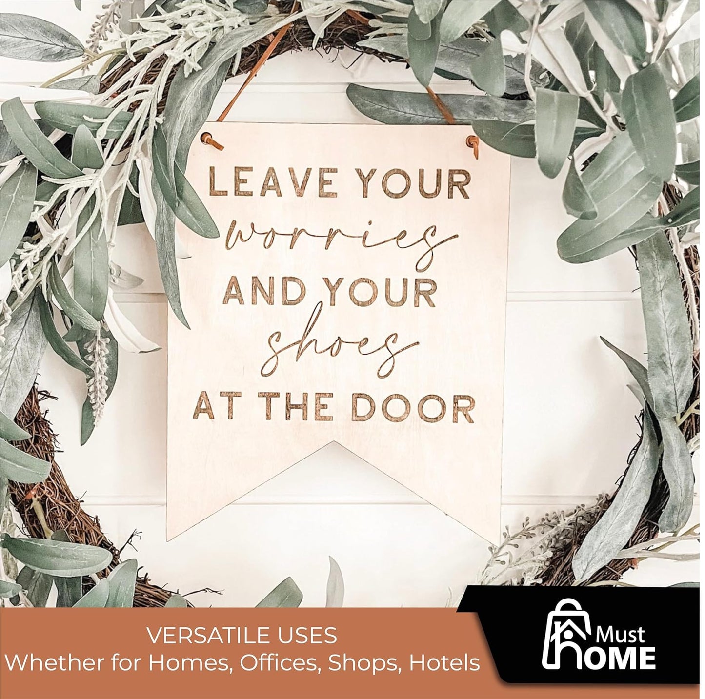 MustHome |Remove Your Shoes Self-Adhesive Sign for Home, Office | 15 x 15
