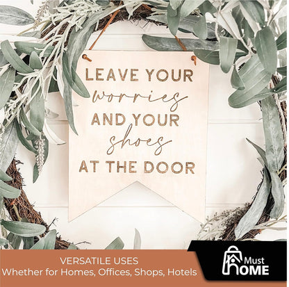 MustHome |Remove Your Shoes Self-Adhesive Sign for Home, Office | 15 x 15