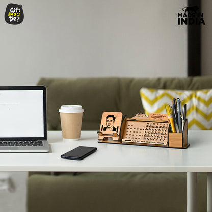 Lifetime Calendar With Desk Organizer and Mobile Stand | Desk Calendar | Mobile Accessories