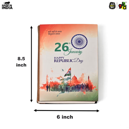 Wooden Diary with Republic Day Theme – Patriotic Gift for Republic Day Celebrations – Eco-friendly Wooden Journal