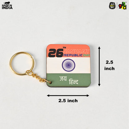 Indian Flag Keychain with Happy Republic Day Message | Patriotic Gifts for Republic Day | National Pride Accessories