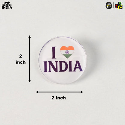 Indian Flag Badge – Indian Flag, I Love India, Jai Hind with Flag | Durable Acrylic Patriotic Gifts for Republic Day | National Pride Accessories