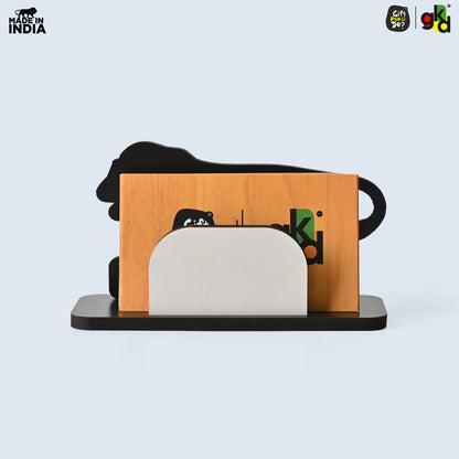 Make In India Themed Visiting Card Stand, Decorative Lion Gear Pattern Design