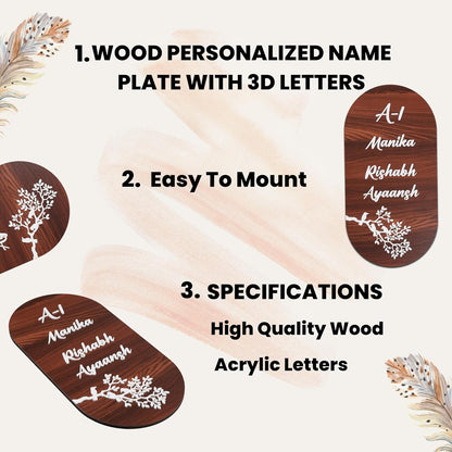 MustHome|Personalized Door Name Plate for Home Entrance | 15 by 30 cm
