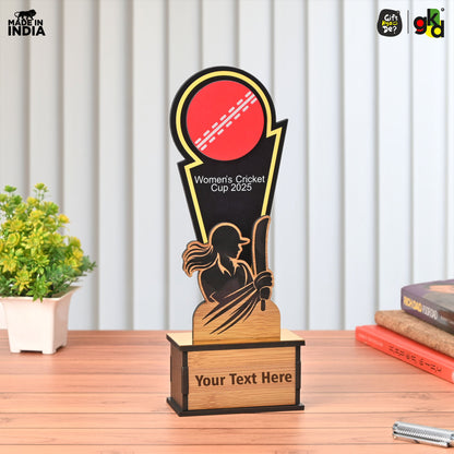 Wooden Cricket Trophy for Winners – Women’s & Men’s Cricket Cup Award | Sports Tournament Memento for Champions & Players