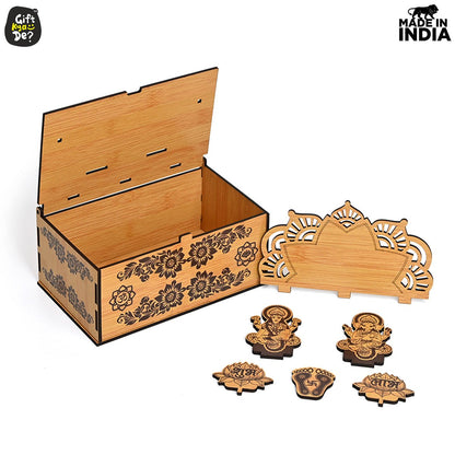 Portable Wooden Mini Mandir | Festival Gifts | House Warming Gift | Diwali Gifts