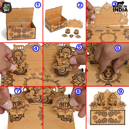 Portable Wooden Mini Mandir | Festival Gifts | House Warming Gift | Diwali Gifts