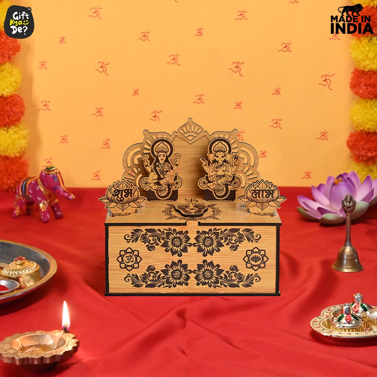 Portable Wooden Mini Mandir | Festival Gifts | House Warming Gift | Diwali Gifts