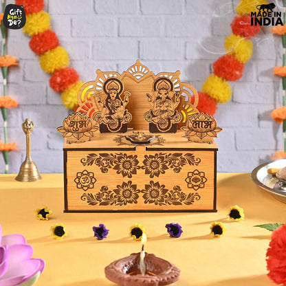 Portable Wooden Mini Mandir | Festival Gifts | House Warming Gift | Diwali Gifts