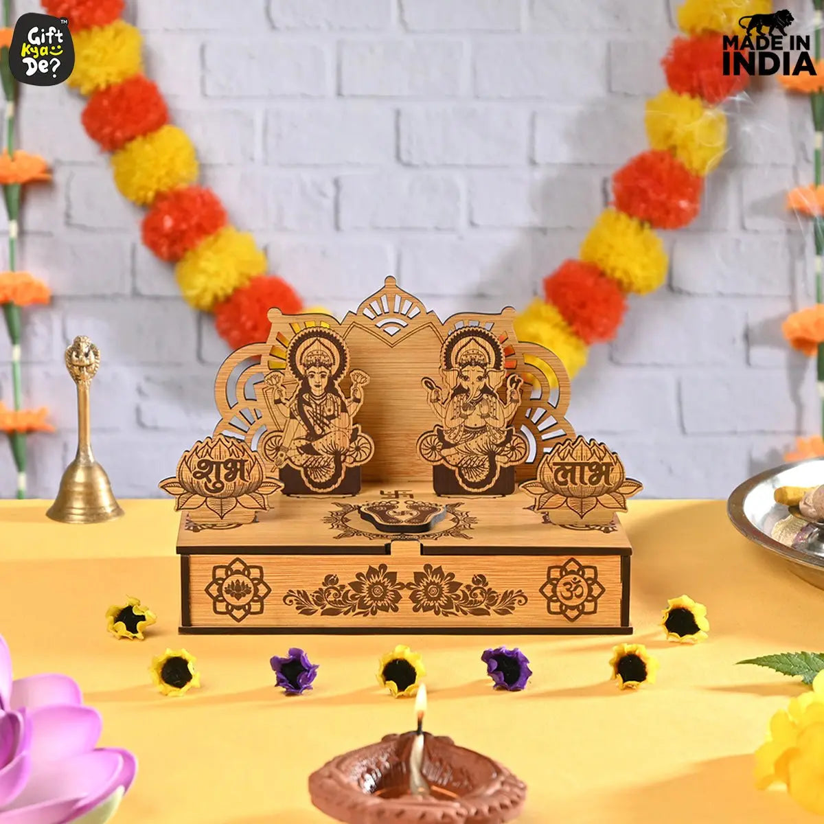 Portable Wooden Mini Mandir | Festival Gifts | House Warming Gift | Diwali Gifts