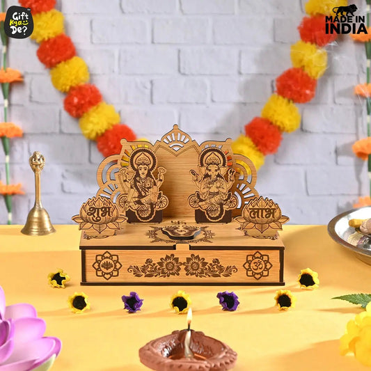 Portable Wooden Mini Mandir | Festival Gifts | House Warming Gift | Diwali Gifts