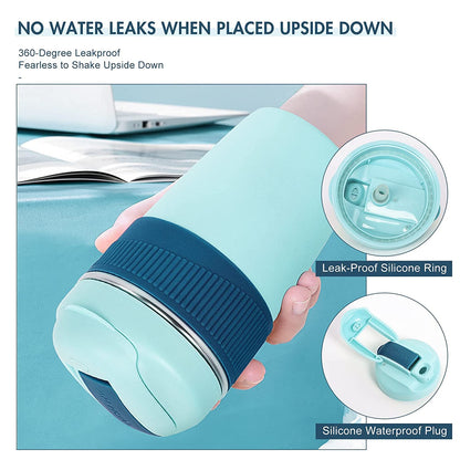 MustHome Satinless Steel Coffee Mug with lid Travel Mug Blue 500ml