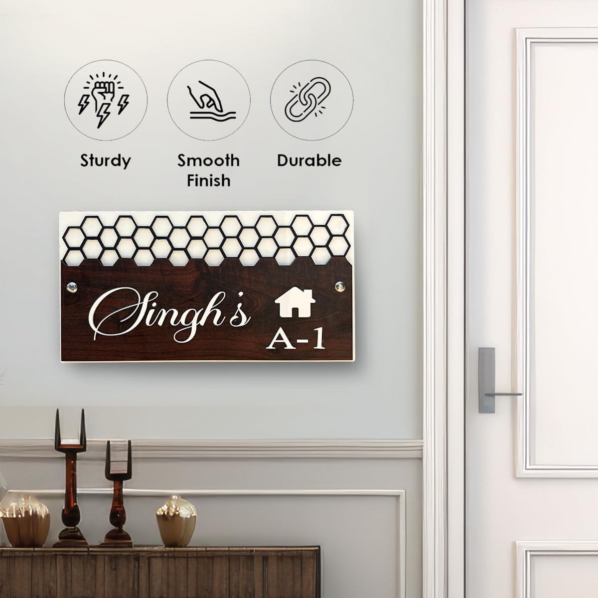 MustHome Name plate for home entrance | 15x30 cm