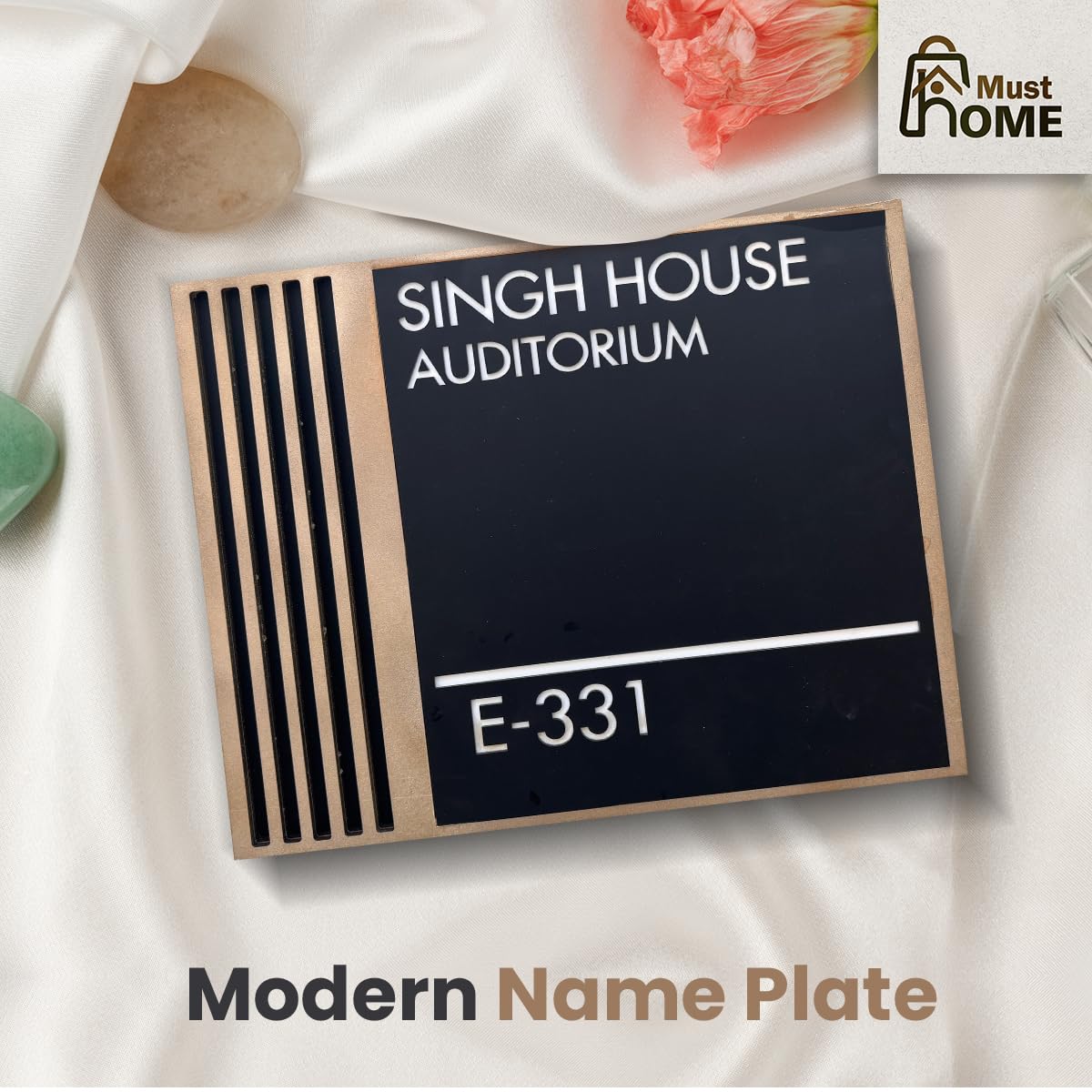 MustHome Personalized Luxury Door Name Plates for Home Entrance 30x30 Cm