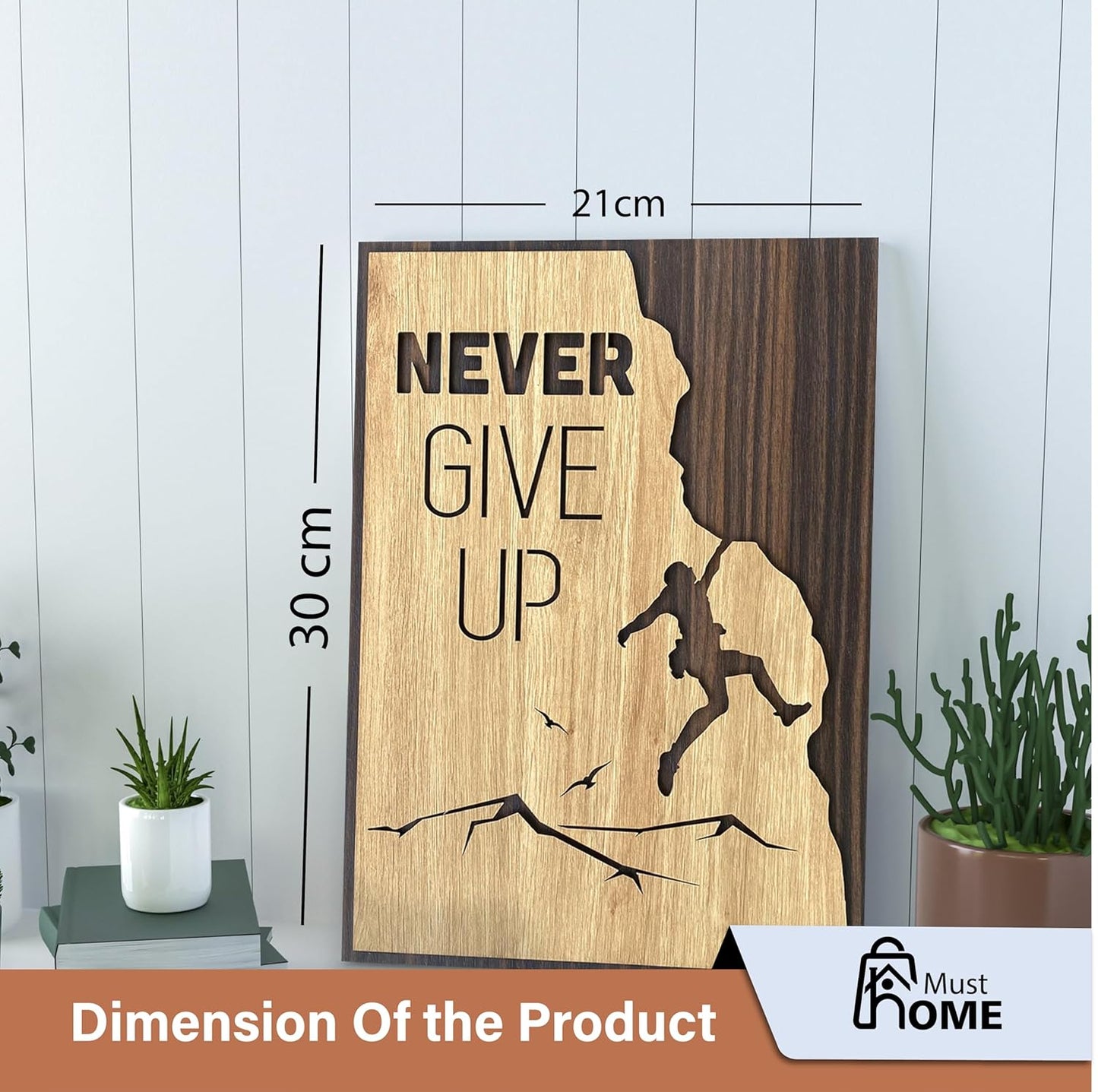MustHome Wooden Wall Hanging with Quotes for Home Decor | Office |21 x 30 cm