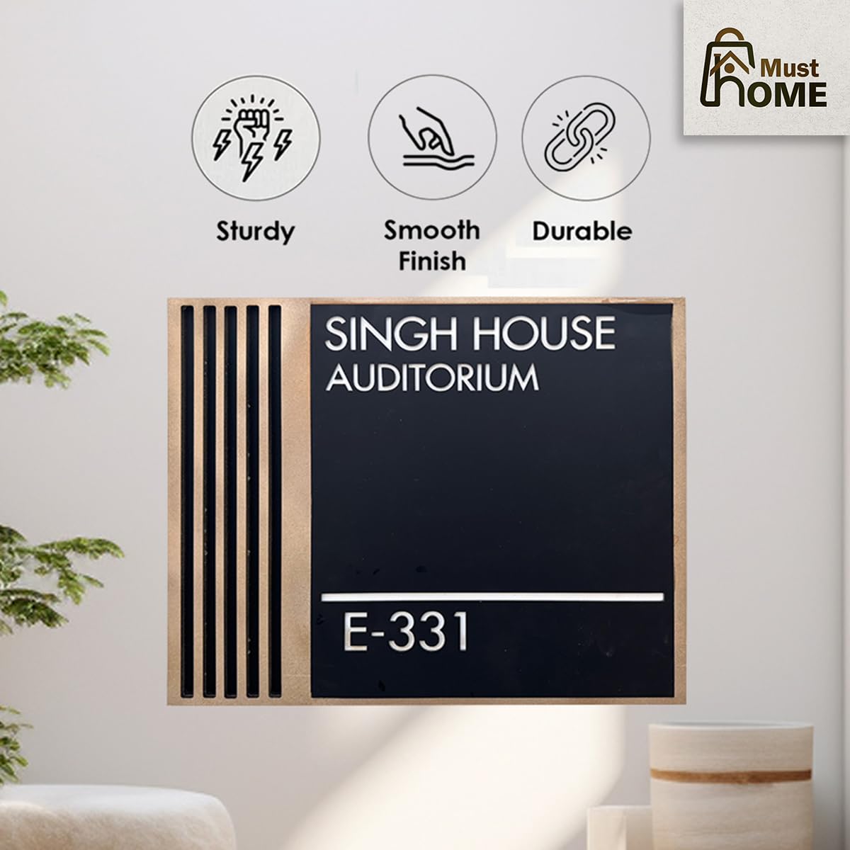 MustHome Personalized Luxury Door Name Plates for Home Entrance 30x30 Cm