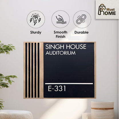 MustHome Personalized Luxury Door Name Plates for Home Entrance 30x30 Cm