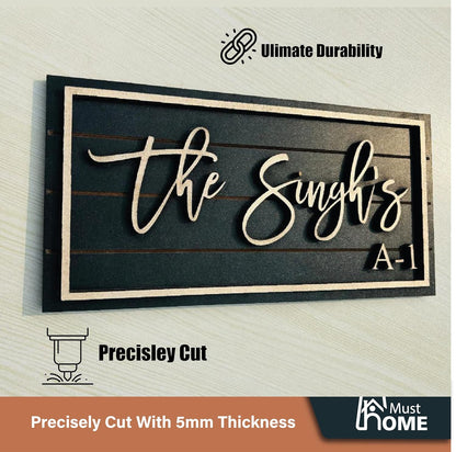 MustHome | Name plate for home entrance | 15X30 cm